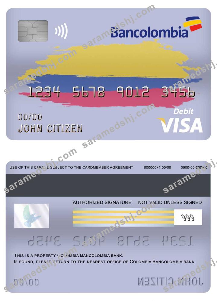 Colombia Bancolombia bank visa debit card